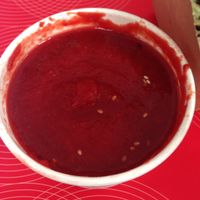 Soup of the day: beetroot at Foodprintz Cafe in Lisbon
