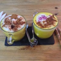 Golden milk at Foodprintz Cafe in Lisbon