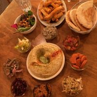 Hafla - Hummus, All Salatim, Pita, Classic Chickpea fries at ANZO in Boynton Beach