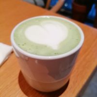 Matcha latte at Raw Nest in Krakow