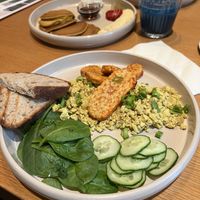 Scrambled tofu with tempeh  at Raw Nest in Krakow