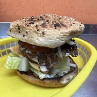 Amazing burger  at El Rincon de Tacotlan in Puebla