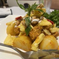 Massaman with lion’s head mushroom and pineapple. Lovvved it!  at Veggielicious Thai in Petaling Jaya