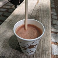 Milkshake with oat milk and chocolate sorbet at Amorino in Nancy