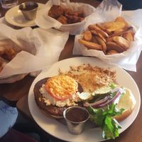 Vegan breakfast sandwich and seitan tenders at Broad Ripple Brewpub in Indianapolis