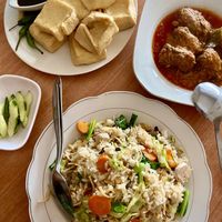 Nasi Goreng no egg, tofu and rendang  at Waroeng SA in Malang