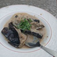 Aubergine in spicy peanut sauce at A Venda in Faro