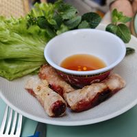 3 egg rolls made with seasonal vegetables, served with salad leaves and our homemade vegetable sauce. at Primeur Cantine in Paris