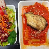 Lasagne and side salad at Primeur Cantine in Paris