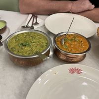 Vrindavan khichdi  (rice, spinach, dhal) and Chana  (chickpea) masala   at My Govinda's Restaurant in Dubai