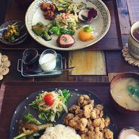 chicken set and daily special at Mana in Naha