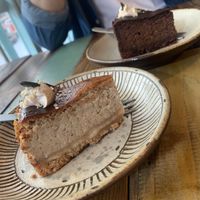 Lemon cheesecake and chocolate cake  at Mana in Naha