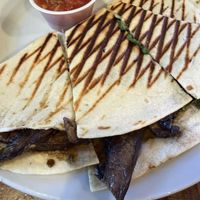 Diana’s quesadilla /  Next time I would get with no garlic. at Aqus Cafe in Petaluma