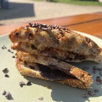 banana, sultanas, cacao, maple syrup, nuttyella (housemade vegan nutella)  at HAH Lorne Beach in Lorne