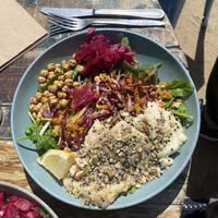 buddha bowl with vegan halloumi   at HAH Lorne Beach in Lorne