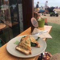 Vegan jaffle at the beach at HAH Lorne Beach in Lorne