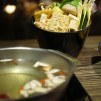 Hot pot (directly integrated in table) with veggies. at Alishan Gourmet Restaurant in Alishan