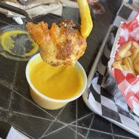 fried cauliflower and fries dipped in the uncheese  at Grandpa Mac - Coastal Hwy in Rehoboth Beach
