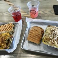 Vegan rehobeth sandwiches and two small Mac and cheeses (vegan on right) at Grandpa Mac - Coastal Hwy in Rehoboth Beach
