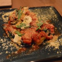 No noodle lasagna with butternut squash, eggplant, and smoked ricotta. at PLANTA - Yorkville in Toronto