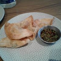 Fried Kimchi Dumplings... at PLANTA - Yorkville in Toronto
