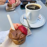 Vegan chocolate, blood orange with ginger, and açaí berry   at Amorino - Augusta in Lisbon