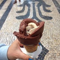 Choco and Halzenut flower (vegan) at Amorino - Augusta in Lisbon