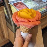 Aranciata rossa and mango cone at Amorino - Plaza Nueva in Sevilla