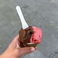 Chocolate and strawberry sorbett  at Amorino - Alcázar in Sevilla