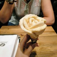 Banana sorbet cone! at Amorino - Alcázar in Sevilla