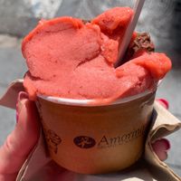 Strawberry ice cream at Amorino in Alicante