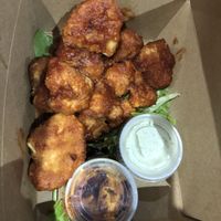 BBQ cauliflower gluten free  at Subia's Organic Cafe and Market in Jersey City
