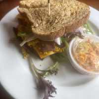 BLT sandwich with vegan bacon  at Subia's Organic Cafe and Market in Jersey City