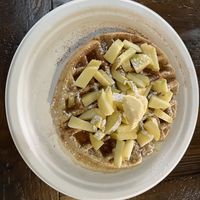 Apple cinnampn waffle  at Subia's Organic Cafe and Market in Jersey City
