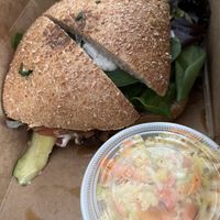 Seitan sandwich to go  at Subia's Organic Cafe and Market in Jersey City
