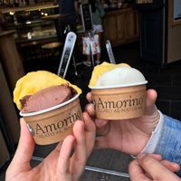 Chocolate, mandarin and lemon  at Amorino - Guggenheim in Bilbao