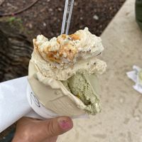 Pitachios and salted caramell  at Amorino in Sainte-maxime