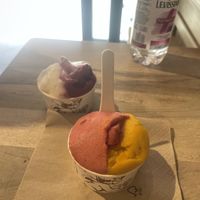 Mango & strawberry, and lemon & red berries sorbet  at Amorino - Navigli in Milan