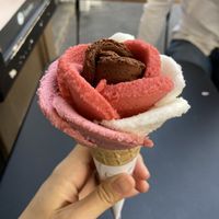 Chocolate, lychee raspberry, organic lemon, strawberry  at Amorino - Charing Cross in London