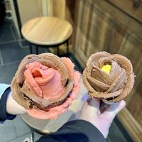 Strawberry & chocolate and chocolate & orange   at Amorino - Times Square in New York City