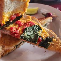 Caprese melt with vegan cheese at Hammontree's Grilled Cheese in Fayetteville