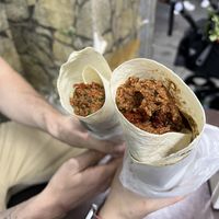 Spicy and non spicy durum  at Cigkofteci Ali Usta in Istanbul