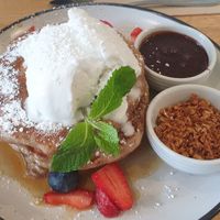 Banana pancakes at Wombat Cafe & Store in Dromana