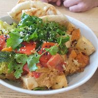 Satay tofu & veg bowl at Wombat Cafe & Store in Dromana
