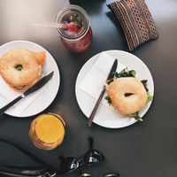 Salmon and humus bagel at Cafe Como in Klagenfurt