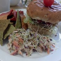 Walnut and Quinoa Burger at Rabbit Vegan Cafe in Exeter