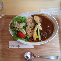 I ordered this hayashi(hashed-beef) rice and it was delicious. I found the fake-meat very delicious, and the texture surprisingly close to what I remember to be meat. at Rota Cafe in Fukuoka