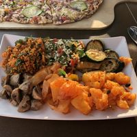 The vegan antipasti plate (especially liked the couscous, the potato salad ab the cabbage salad!) at 37 grad Kaffeebar Landegeschäft in Lindau