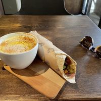 Golden Milk and vegan wrap. Both were great. 👍  at will.i.juice in Kristiansand