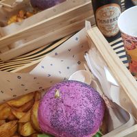 Menu (burger + chips + beer) at Flower Burger in Rome